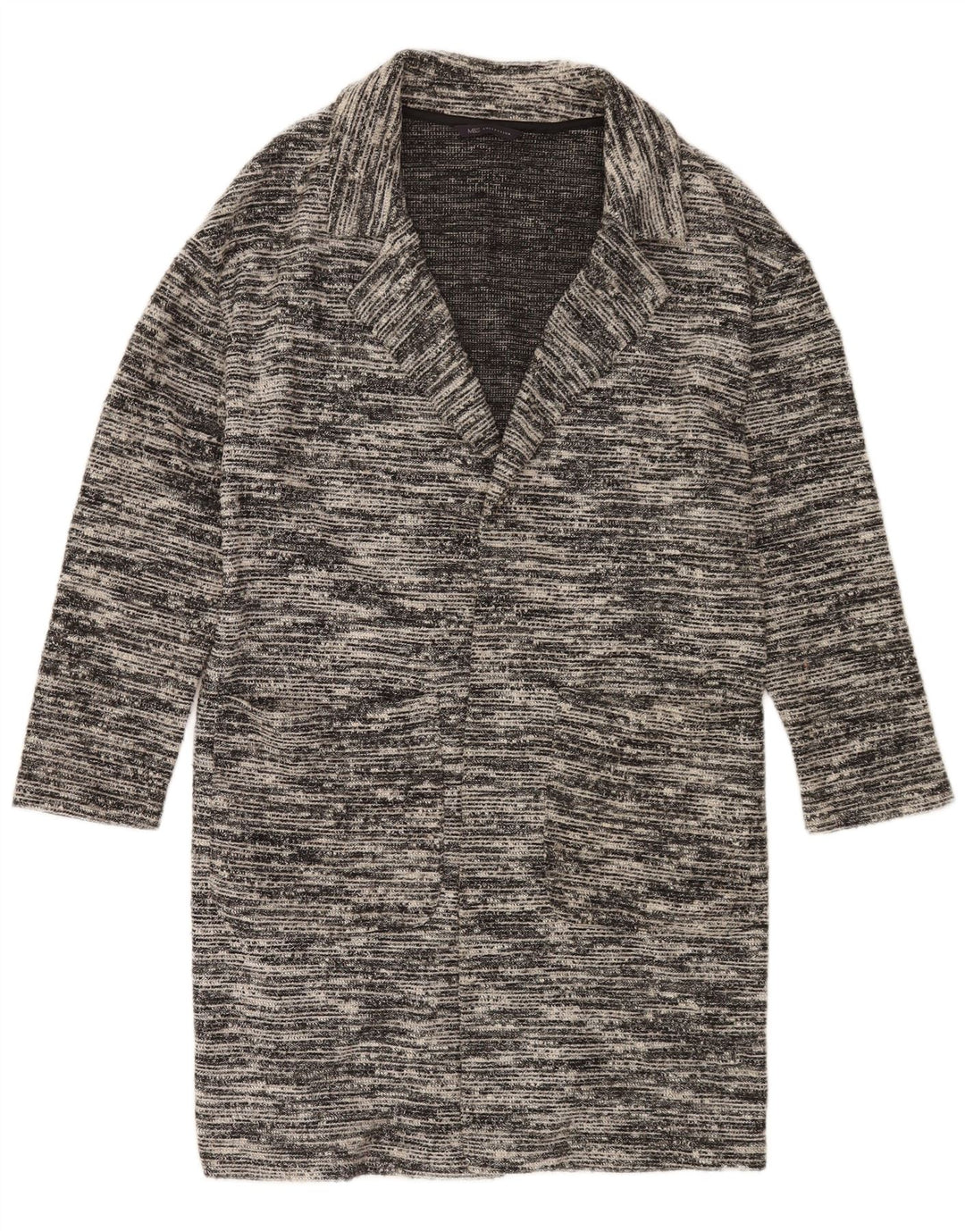 Maglione cardigan lungo da donna Marks & Spencer UK 12 Grigio medio chiazzato
