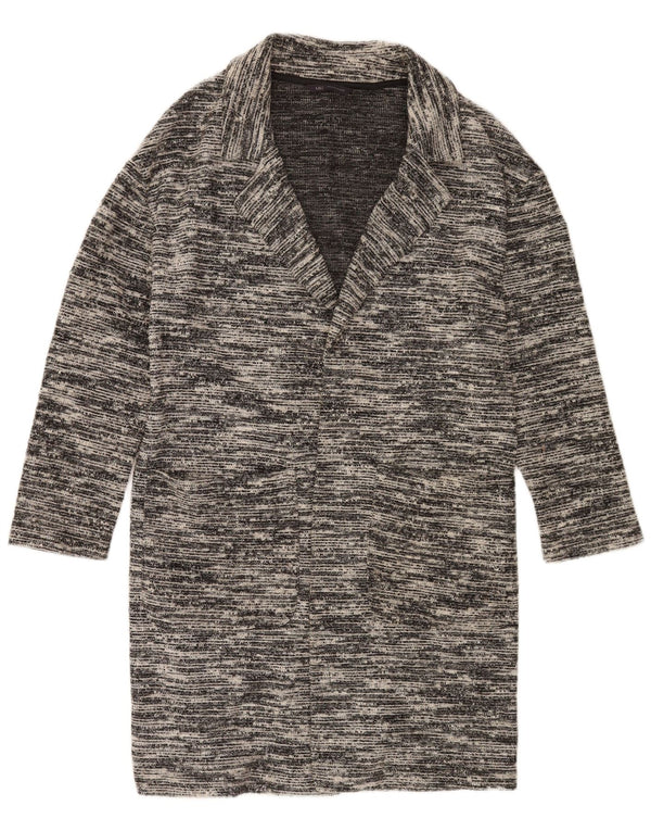 Maglione cardigan lungo da donna Marks & Spencer UK 12 Grigio medio chiazzato