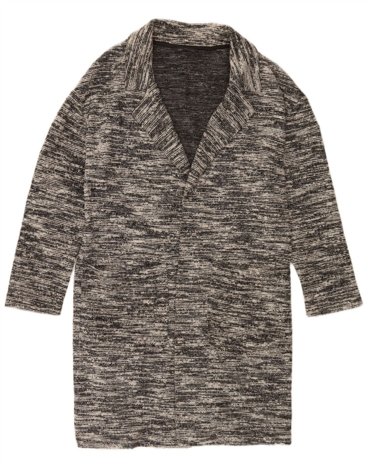 Maglione cardigan lungo da donna Marks & Spencer UK 12 Grigio medio chiazzato