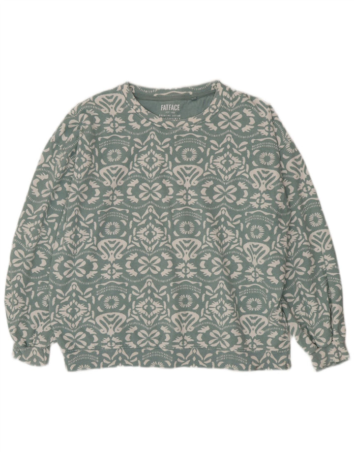 FAT FACE Felpa oversize da donna Maglione UK 14 Large Blue Paisley