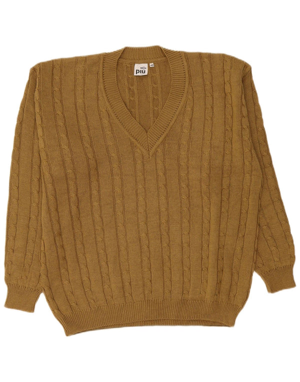 Piu Verona Maglione da uomo con scollo a V UK 48 2XL Acrilico kaki