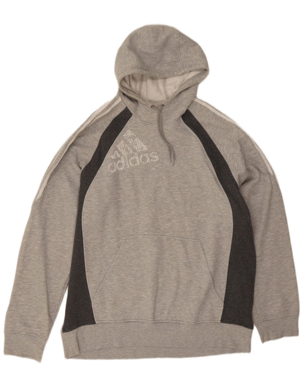 Felpa con cappuccio grafica da uomo Adidas 2XL in cotone color block grigio