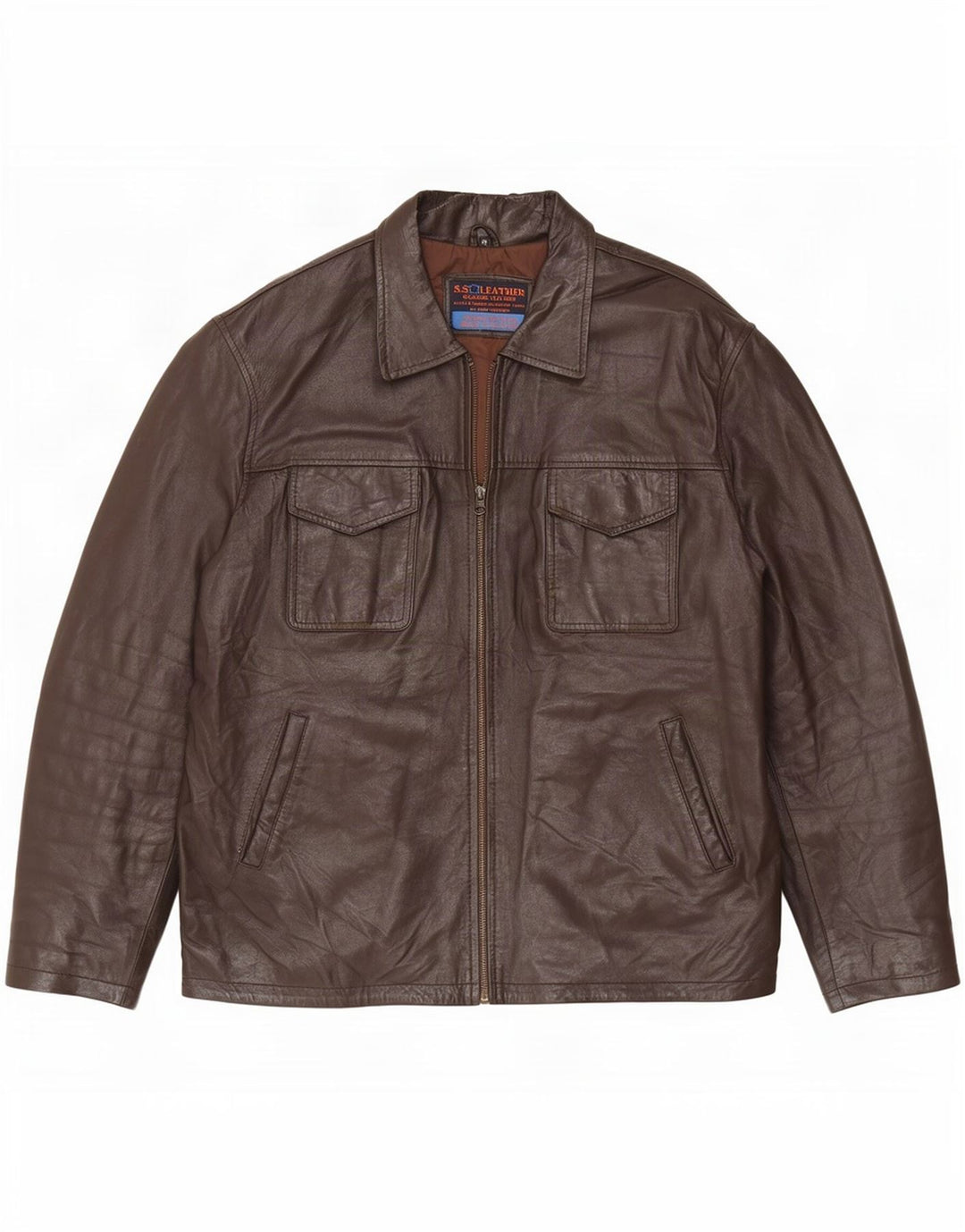 Giacca in pelle vintage da uomo UK 42 XL Marrone