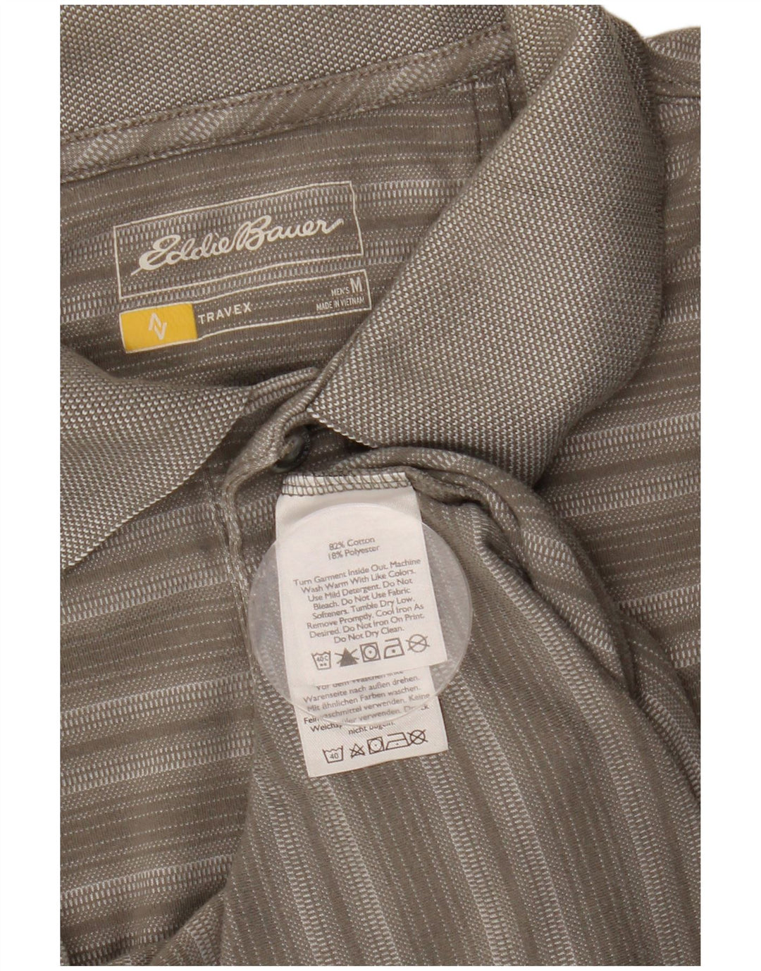 Polo da uomo EDDIE BAUER in cotone a righe grigio medio