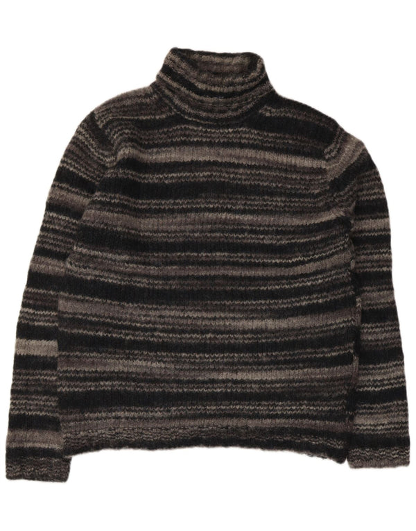 Maglione maglione a collo alto da donna Benetton UK 14 Large Grey Striped