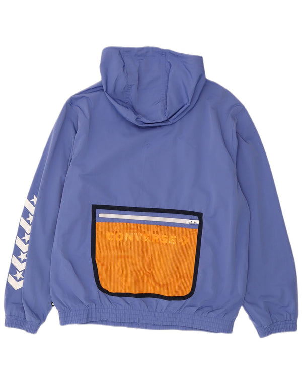 Giacca da ginnastica da uomo con cappuccio grafico Converse Large Blue Colourblock