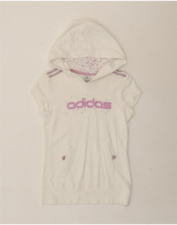 T-shirt grafica con cappuccio da donna Adidas Top UK 12 Medium White