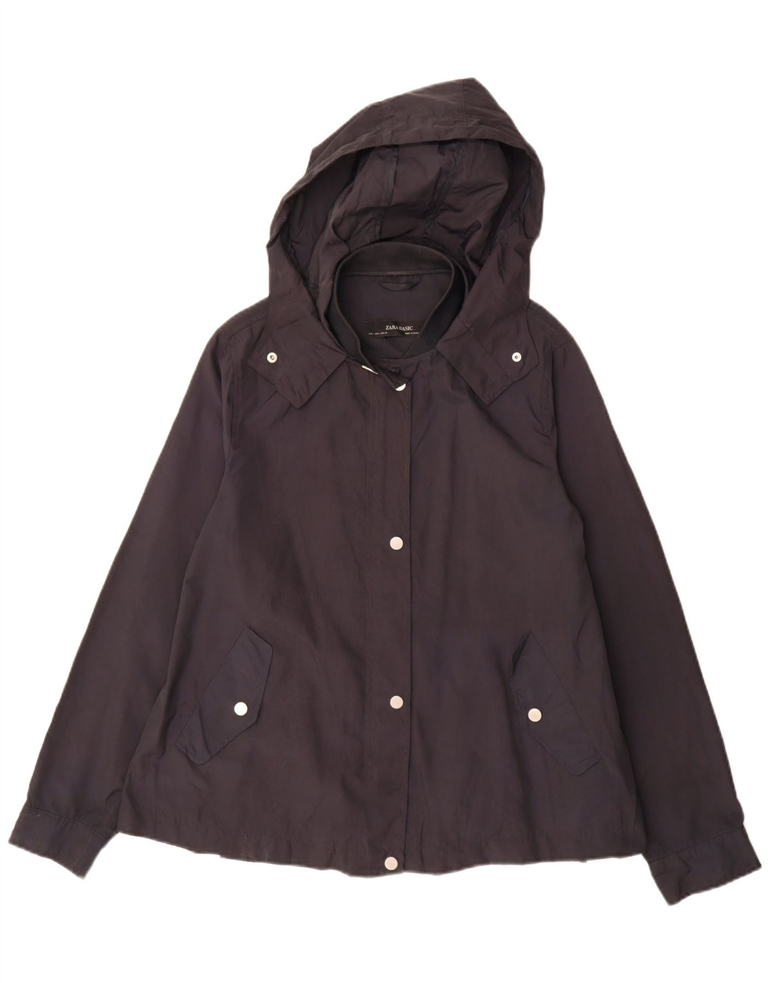Giacca utilitaria con cappuccio da donna Zara UK 16 grande poliestere nero