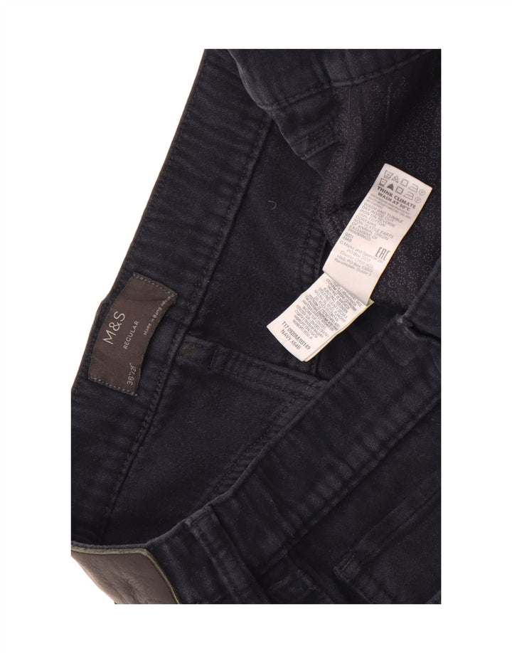 Pantaloni casual regolari da uomo Marks & Spencer W36 L29 cotone blu navy