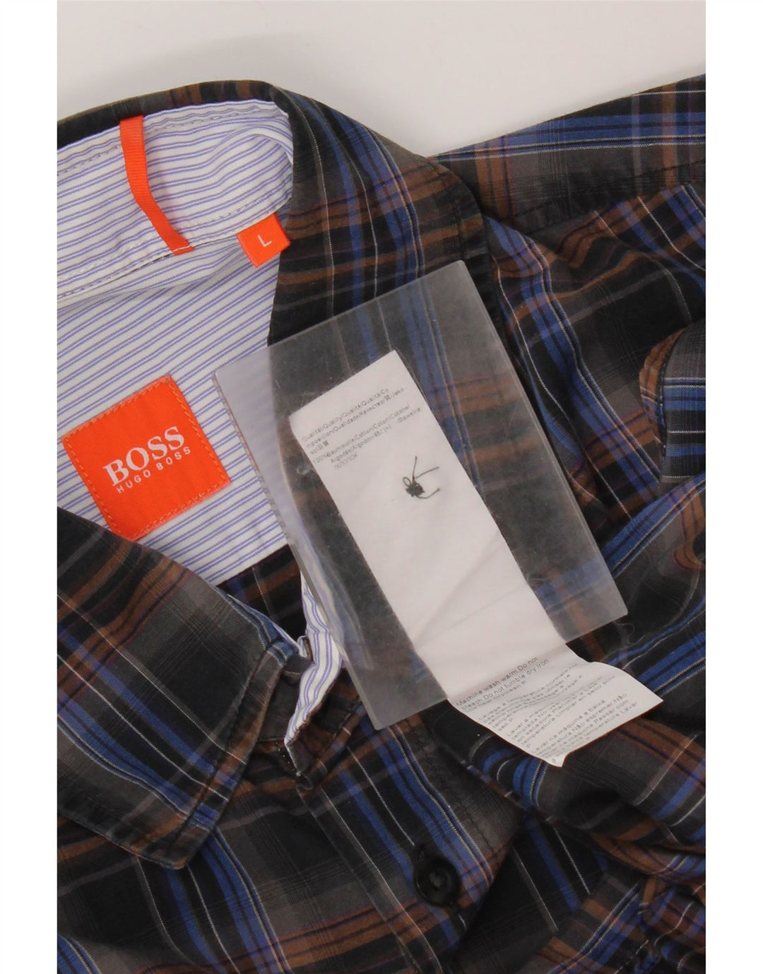 Camicia da uomo Hugo Boss grande cotone a quadri neri