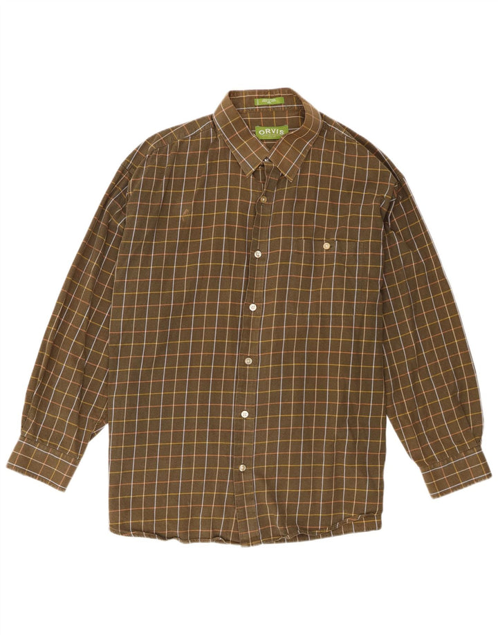 Camicia da uomo Orvis 2XL in cotone a quadri kaki