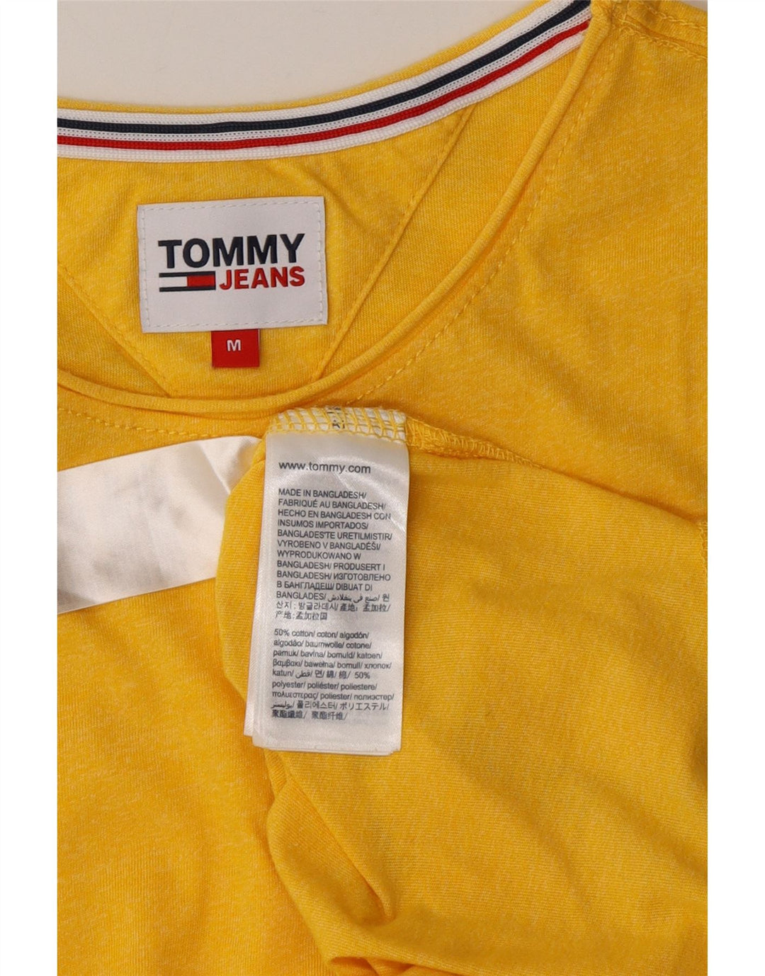 TOMMY HILFIGER T-shirt da donna Top UK 14 cotone giallo medio