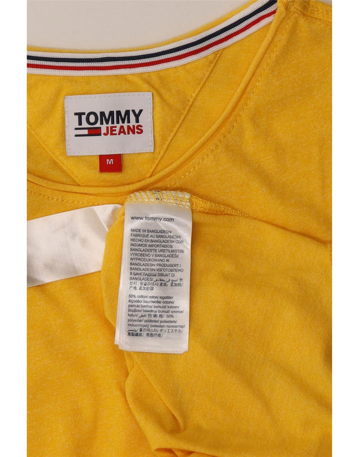 TOMMY HILFIGER T-shirt da donna Top UK 14 cotone giallo medio