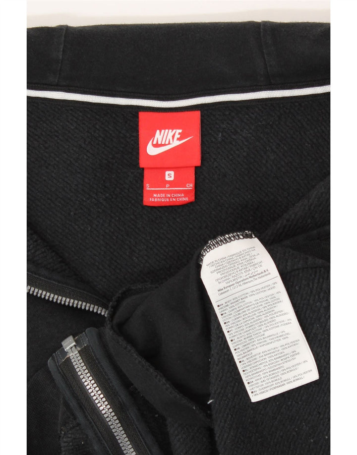 Felpa con cappuccio e zip corta oversize da donna Nike UK 10 piccola in cotone nero
