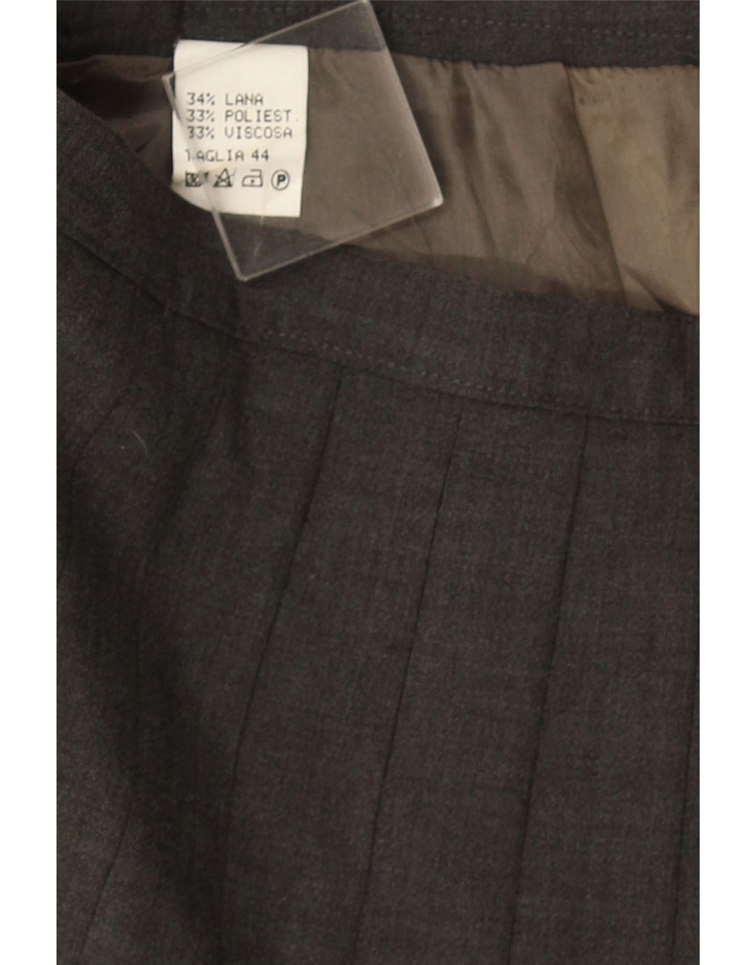 Gonna a pieghe vintage da donna a coltello IT 44 media W32 lana grigia