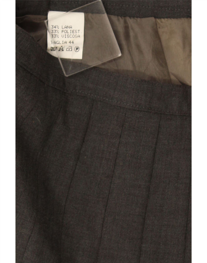 Gonna a pieghe vintage da donna a coltello IT 44 media W32 lana grigia
