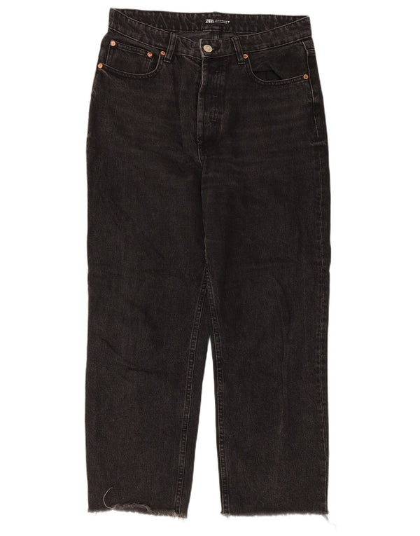 Jeans dritti corti da donna Zara EU 42 Large W32 L25 cotone nero