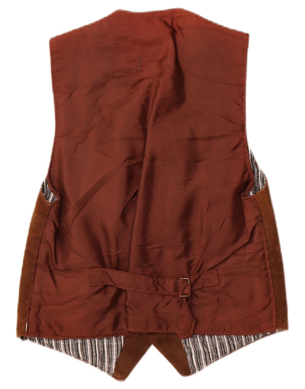 Gilet vintage da uomo in pelle scamosciata IT 42 XS in pelle marrone