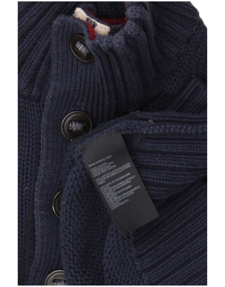 Maglione da uomo Tommy Hilfiger con bottoni e collo in cotone medio blu navy