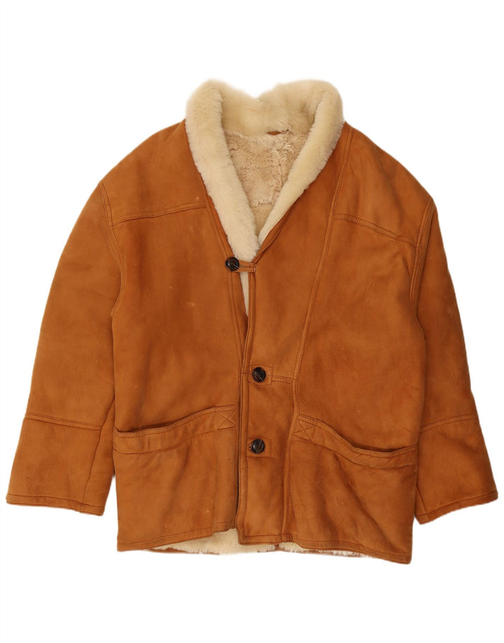 Giacca in shearling da uomo VINTAGE UK 40 grande marrone
