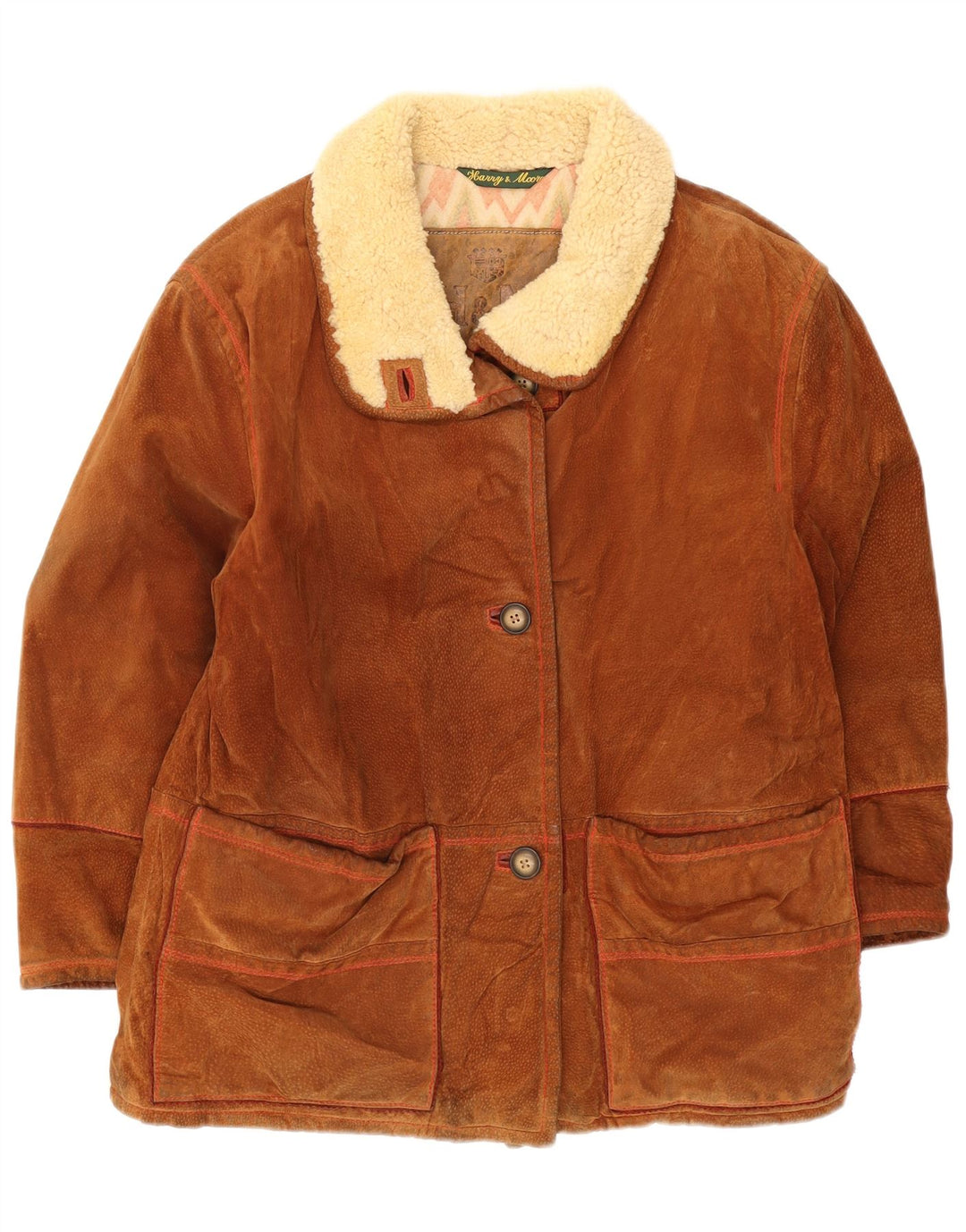 Soprabito oversize in pelle scamosciata da donna Harry&Moore IT 42 in pelle marrone medio