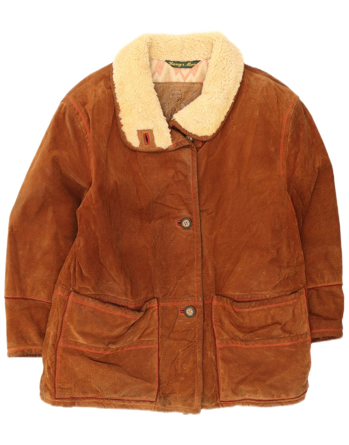 Soprabito oversize in pelle scamosciata da donna Harry&Moore IT 42 in pelle marrone medio