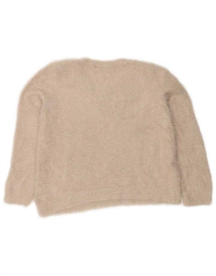 Marks & Spencer maglione corto con scollo a barca da donna UK 12 medio bianco sporco