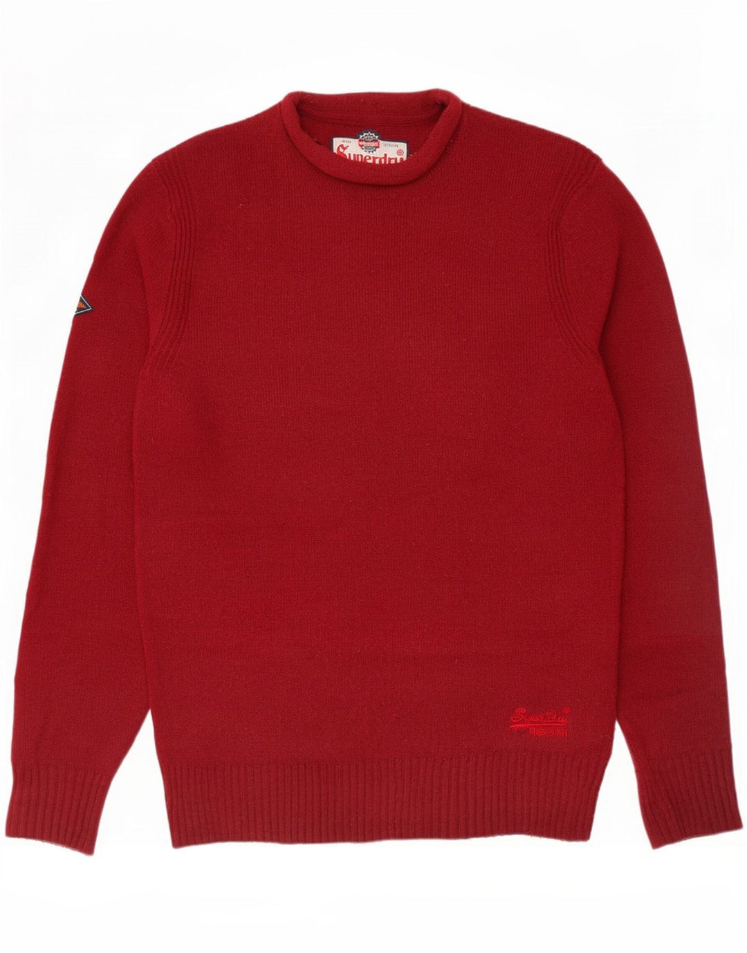 Maglione da uomo girocollo Superdry in lana d'agnello rosso medio