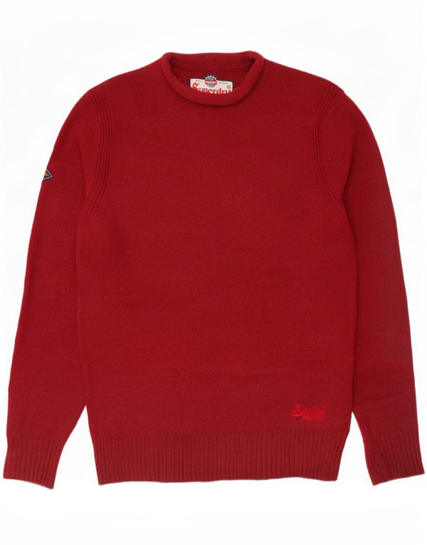 Maglione da uomo girocollo Superdry in lana d'agnello rosso medio