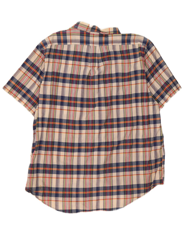Camicia a maniche corte da uomo Ralph Lauren 2XL in cotone a quadri beige