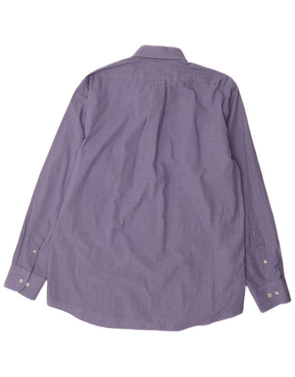 Camicia Chaps da uomo vestibilità classica taglia 16 grande cotone pied de poule blu