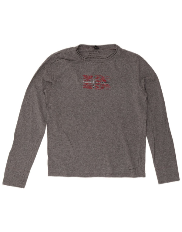 Top grafico da uomo Napapijri a maniche lunghe grigio medio