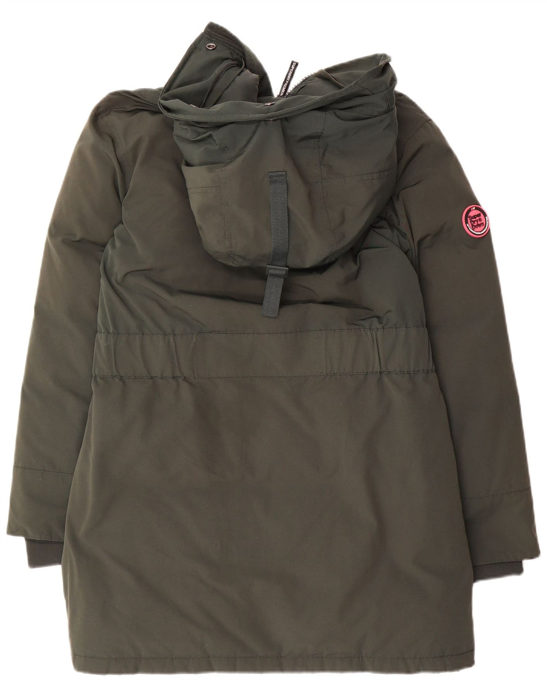 Cappotto imbottito con cappuccio da donna Superdry UK 10 piccolo nylon verde