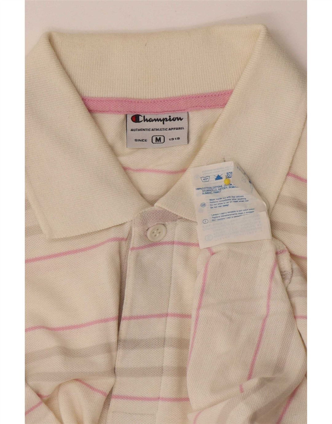 Polo da uomo Champion in cotone a righe bianche medie