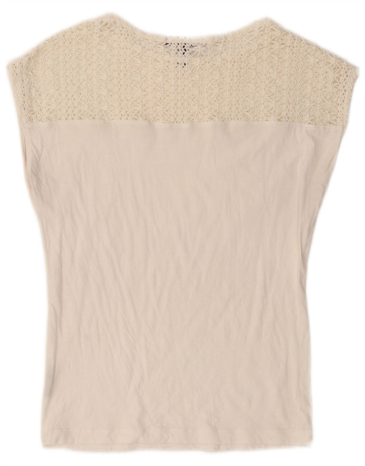 Top camicetta da donna RALPH LAUREN UK 10 piccolo cotone bianco