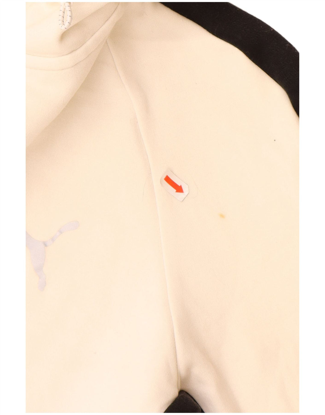 PUMA Felpa con cappuccio e zip da uomo XL in cotone color block bianco sporco