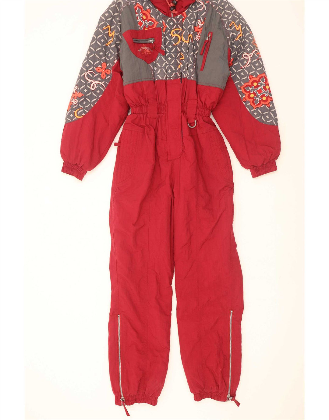 Tuta da sci da donna X-Cape UK 10 Small Nylon geometrico rosso