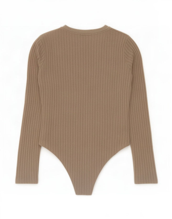 Body a maniche lunghe da donna Zara UK 12 Beige medio chiazzato