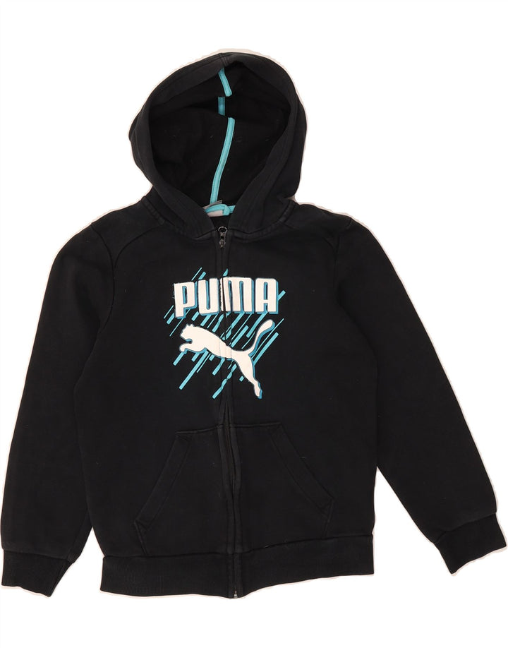 PUMA Boys Graphic Zip Hoodie Sweater 11-12 Years  Black Vintage Puma and Second-Hand Puma from Messina Hembry 