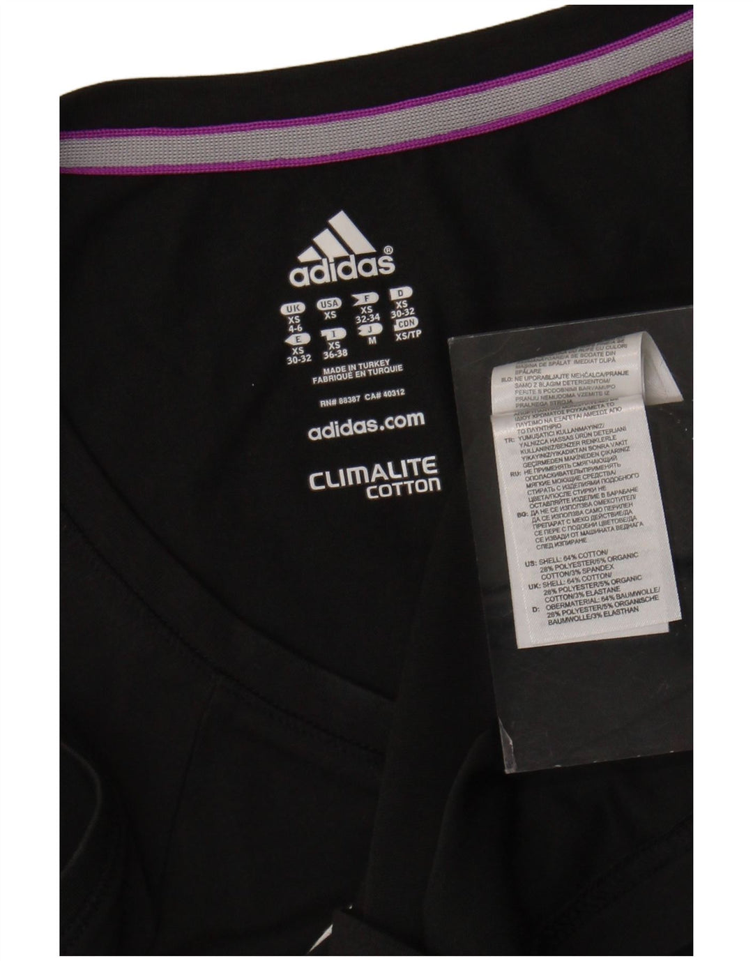 Canotta Adidas Climalite da donna UK 4/6 XS cotone nero