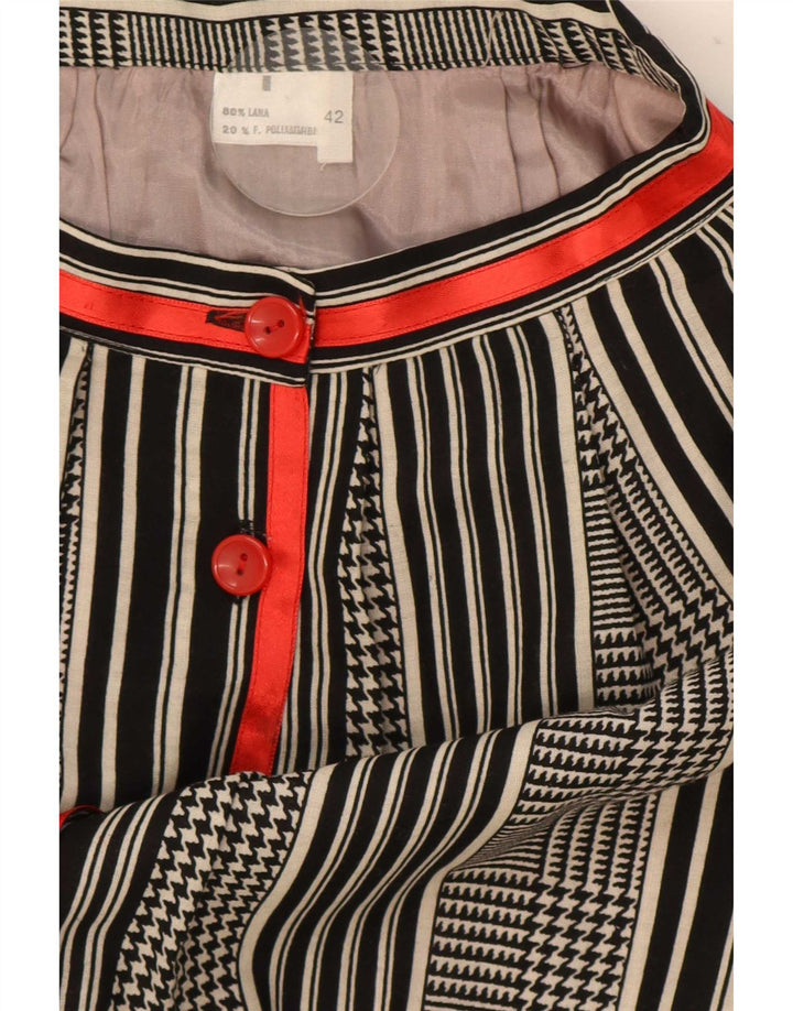 Gonna a trapezio da donna vintage IT 42 media W25 lana pied de poule nera