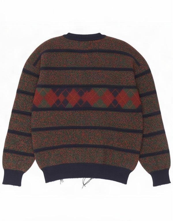 Liabel Uomo Maglione girocollo girocollo Maglione grande multicolore Argyle/Diamond