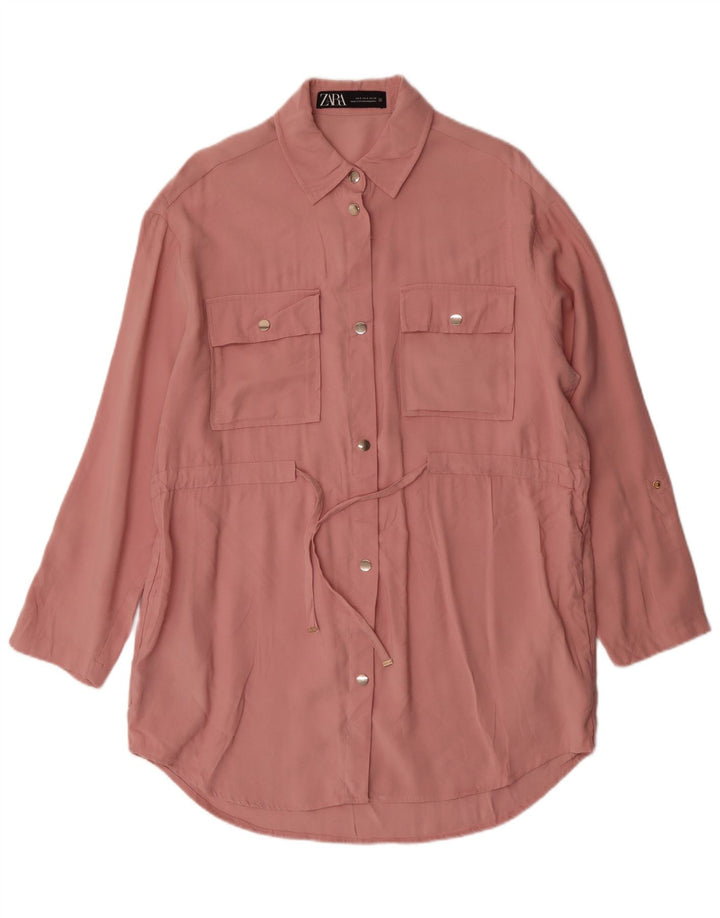 Abito chemisier oversize da donna Zara UK 10 piccolo in viscosa rosa