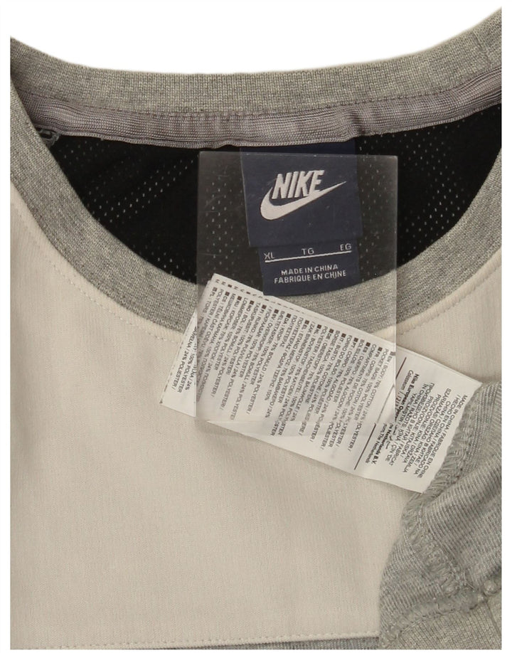 Felpa da uomo NIKE maglione XL in cotone color block grigio