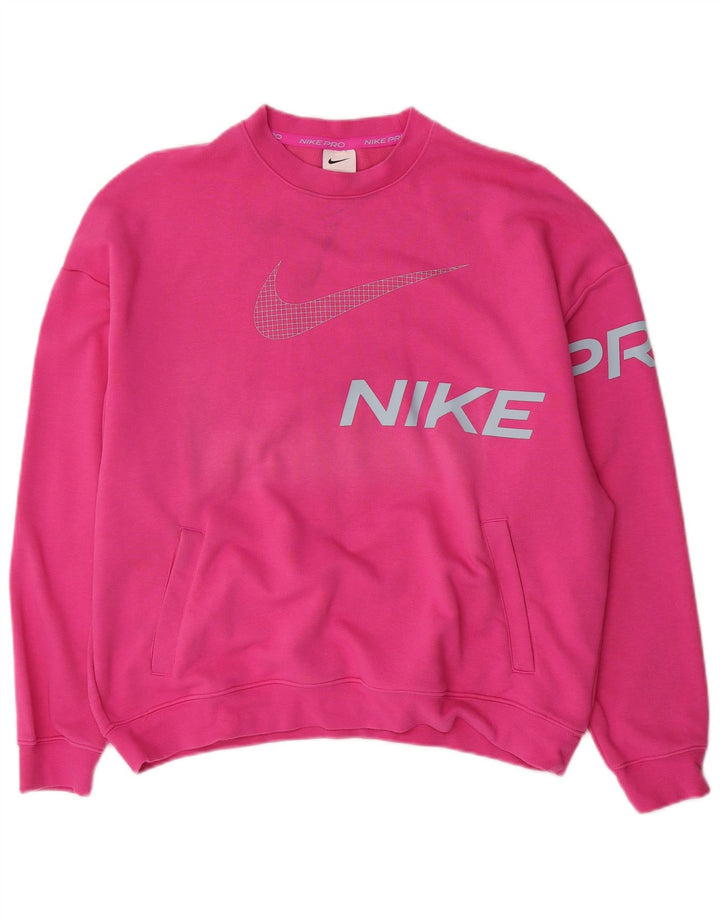 Felpa oversize con grafica Nike da donna UK 14 cotone rosa medio