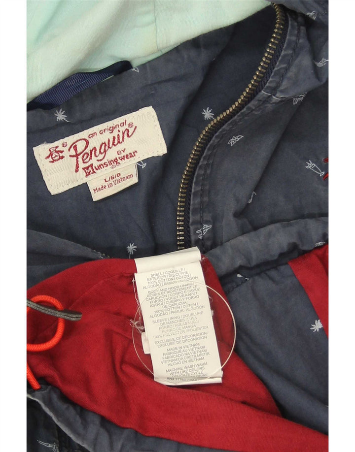 Giubbotto bomber con cappuccio da uomo con motivo astratto Penguin UK 40 grande cotone blu