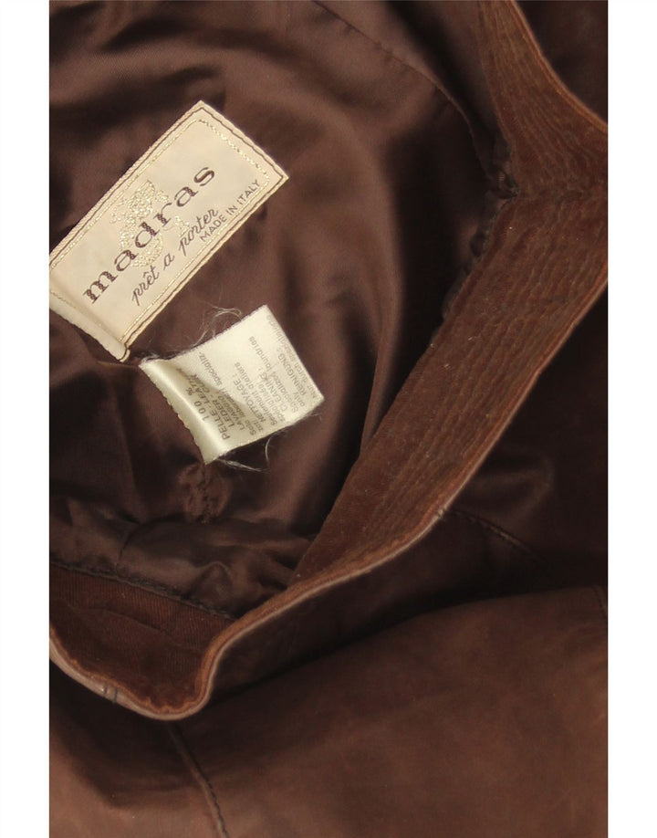 Gonna in pelle vintage da donna W28 in pelle marrone medio