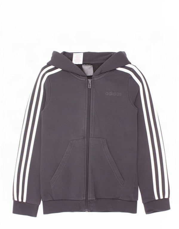 Felpa con cappuccio e zip Adidas da bambino 9-10 anni in cotone nero