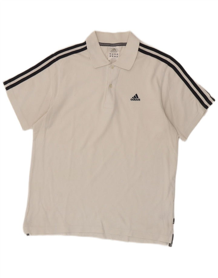 Polo Adidas da uomo in cotone bianco medio