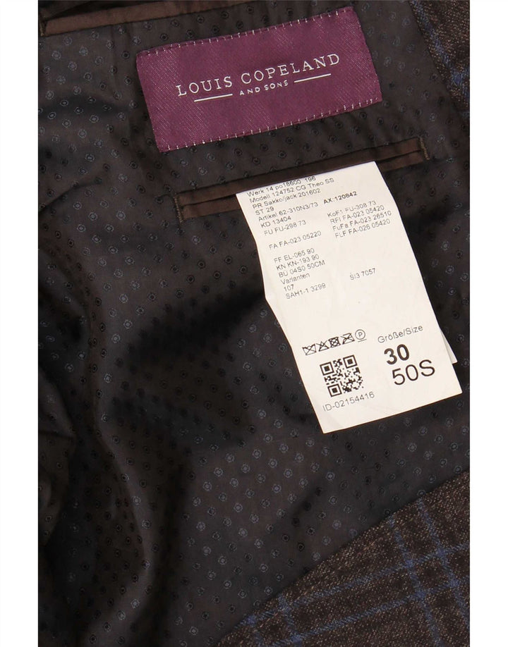 Giacca blazer da uomo a 2 bottoni Louis Copeland EU 50 grande quadretto marrone